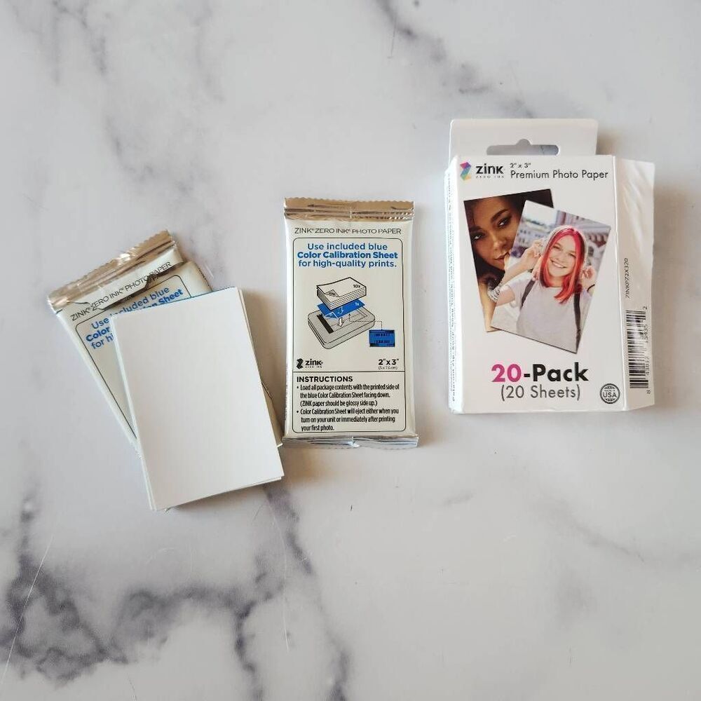 Zink 20 blank photo cards sheets premium photography paper 2x3 in